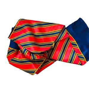 GLENTEX Vintage Silk Blend Red Blue Stripe Scarf
